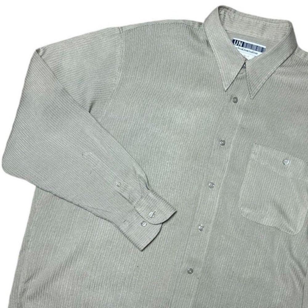 UNITED Mens L S Button Down Shirt Patterned Casual‎ Button Up Top